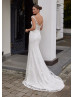 Cap Sleeves Ivory Lace Tulle V Back Chic Wedding Dress